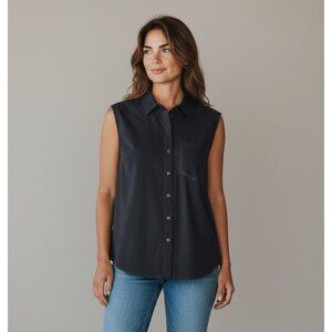 Brunello Cucinelli Women Shirt Blouse Top Blue Monili Trim Size XS